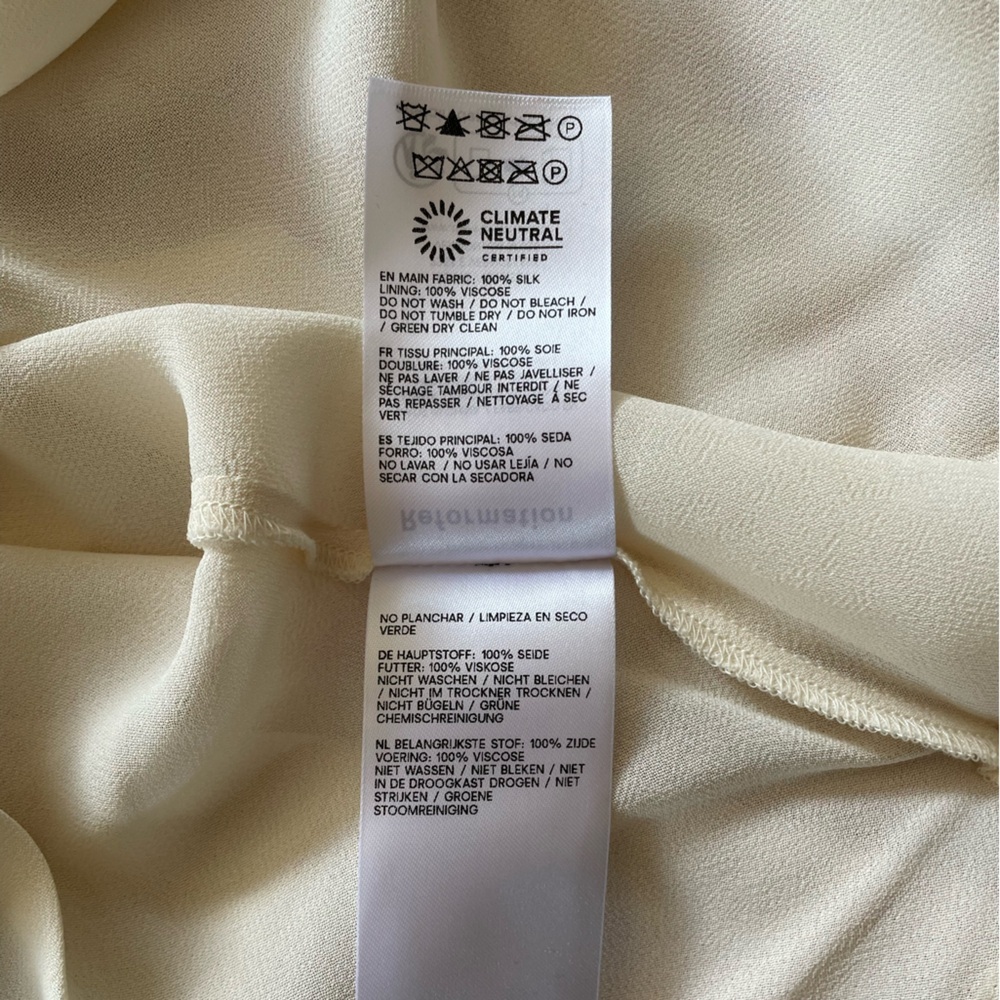Reformation Anaiis Long Silk Dress Cameo Rose Pink Cream Floral | US 0 UK 4 - Picture 14 of 14
